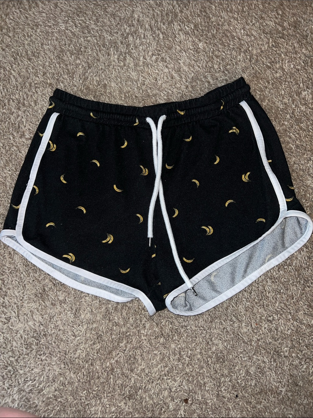 Ardene Black Athletic Shorts with Gold Crescent Print